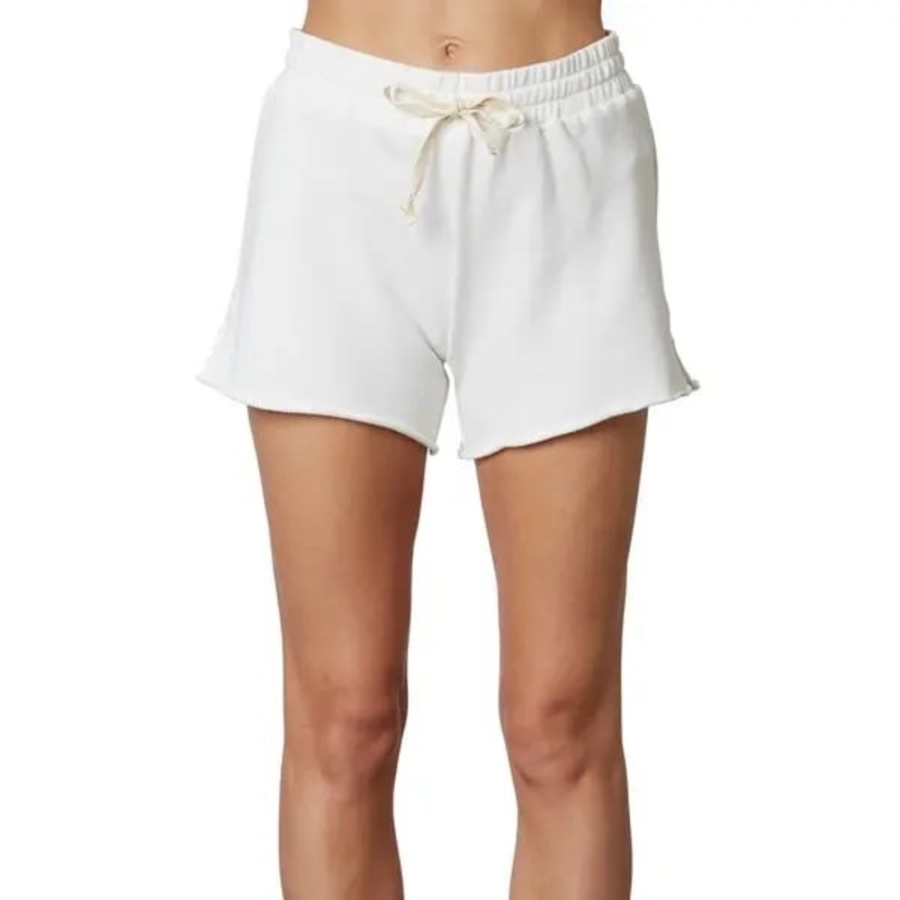 NIA (L) The Boyfriend Shorts- White High Waist Sweat Short